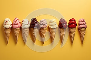 ice cream cones minimal isolated color background