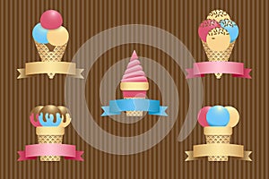 Ice cream cones and ribbon banner