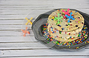 Ice cream cookie sandwich with toy jacks