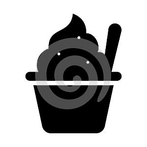 Ice cream cup icon. Vanilla sundae sign. Frozen yogurt dessert symbol vector illustration