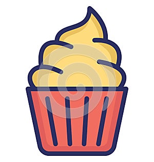 Ice Cream Cup Isolated Vector icon that can be easily modified or edit