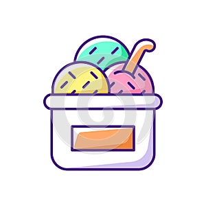 Ice cream in cup RGB color icon