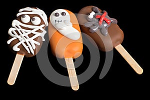 Ice cream decorated with Halloween characters