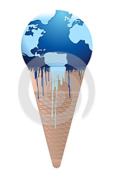 Ice cream earth melts - global warming concept