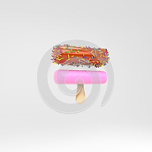 Ice cream equals symbol. Pink fruit popsicle font with caramel and sprinkles isolated on white background