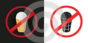 ice-cream fast food prohibited sticker sign