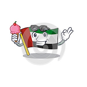 With ice cream flag united arab emirates isolated cartoon