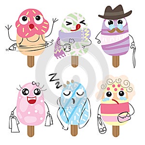Ice cream flat cute icons collection