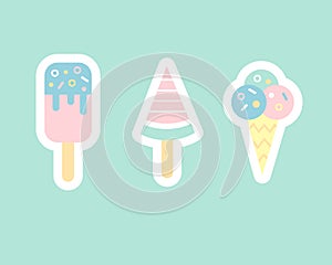 Ice cream flat sticker cons