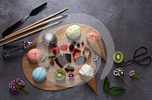 Ice cream flavours palette