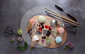 Ice cream flavours palette photo