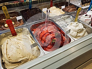 Ice cream in front store in summer