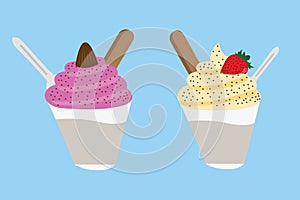 Ice Cream and Fruit in cup