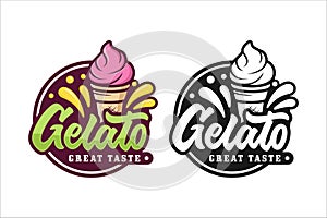 Ice cream gelato premium logo