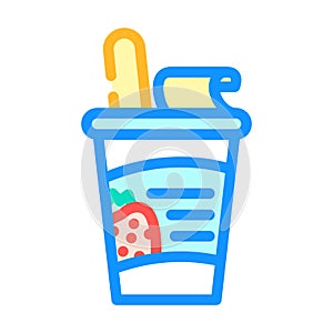 ice cream glass strawberry color icon vector illustration