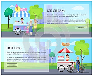 Ice-cream and Hot Dog Web Vector Illustration