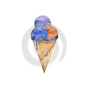 Ice cream ice cream cone with planets wafer cup desert food character drawing illustration geometric clip art for