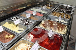 Ice cream in an ice cream shop, photo