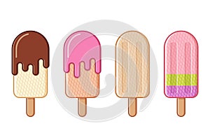 Ice cream, ice lolly and sundae icons. Vector illustration.