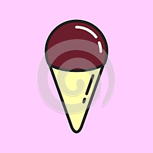 Ice cream icon, minimalistic cartoon flat design style, vector illustration