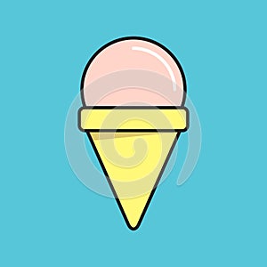 Ice cream icon, minimalistic cartoon flat design style, vector illustration