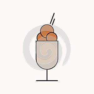 Ice cream icon vector. Modern sweet vanilla and chocolate dessert