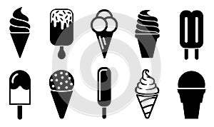 Ice cream icons set, ice cream collection â€“ vector