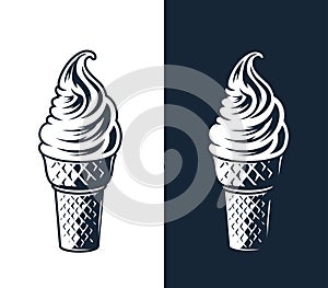 Ice cream illustration on white and dark background