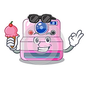With ice cream instant camera with revoke cartoon picture