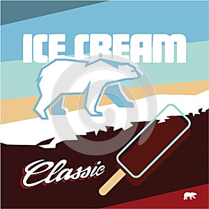 Ice cream label. Polar bear.