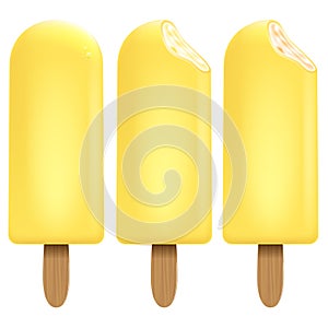 Ice cream lemon set on white background for Your business project. Realistic Snacks for ice cream from milk. Ice lolly. Vector
