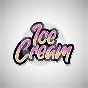 Ice Cream lettering with flash vector illustration
