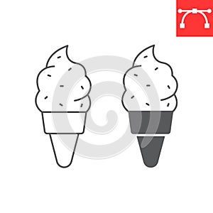 Ice cream line and glyph icon