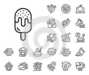 Ice cream line icon. Dessert food sign. Crepe, sweet popcorn and salad. Vector