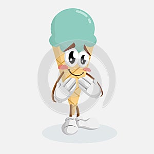 Ice cream Logo mascot ashamed pose