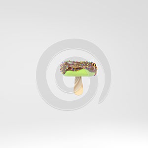 Ice cream minus symbol. Pistachio popsicle font with hot chocolate and sprinkles isolated on white background