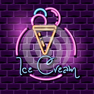 Ice cream neon advertising sign