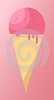 Ice Cream in nice colors isolated on background. The icon is in bright cartoon style
