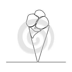 ice cream one line icon on white background