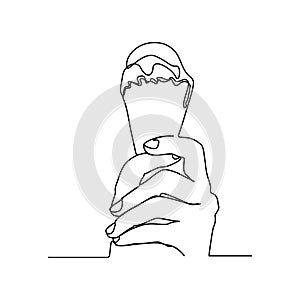 ice cream one line icon on white background