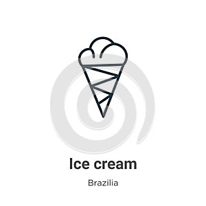 Ice cream outline vector icon. Thin line black ice cream icon, flat vector simple element illustration from editable brazilia photo