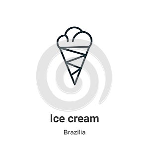 Ice cream outline vector icon. Thin line black ice cream icon, flat vector simple element illustration from editable brazilia