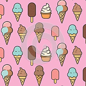 Ice Cream Pattern Design Background