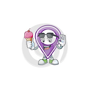 With ice cream pin location icon for direction clue