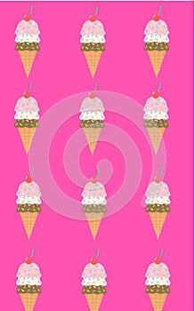 Ice cream on pink background illustration