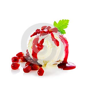 Ice cream with pomegranate.