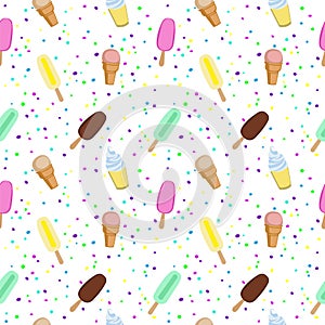 Ice cream and Popsicle party seamless vector pattern.