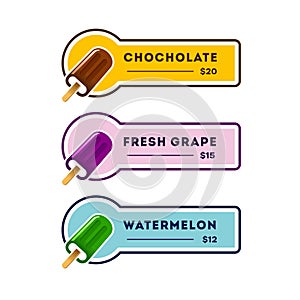 Ice cream popsicle price list banner vector illustration background design for food and beverage business, dessert vector illustra