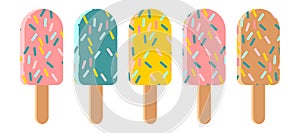 Ice cream popsicle hand drawn set