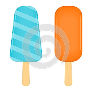 Ice cream popsicles isolated on white